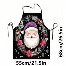 1pc Christmas Santa Claus, Christmas Bells, Christmas Snowflakes, Christmas Reindeer, Christmas Tree, Christmas Snowman, Christmas Penguin, Christmas Cartoon Animal Pattern Chef Apron, Apron, Suitable For Home Decor And Kitchen Use. Made Of 100% Polyester Material, Designed As Sleeveless Style, Perfect For Home Kitchen, Outdoor BBQ Cooking. This Printed Apron Is Unisex, Machine Washable And Reusable, Essential Kitchen Accessory - Multicolor - View 10