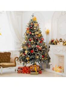 100/50Pcs Red And Gold Glitter Ball Christmas Ornaments. Electroplated Red & Gold Baubles For Christmas Tree Decoration. Glitter Hanging Pendants For Yard And Fireplace Decor, New Year Decor Accessories And Garland Ornament Supplies. - Multiple Styles - View 8