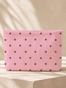 Nova Bolsa de Maquiagem de Veludo Cotelê com Estampa de Bolinhas Rosas | Bolsa de Armazenamento de Cosméticos | Bolsa Organizadora de Viagem | Essencial de Viagem | Bolsa de Higiene Pessoal | Bolsa de Armazenamento para Piscina | Presente do Dia das Mães | Presente do Dia dos Professores | Adequado para Mãe, Professora, Amiga e Enfermeira | Essencial de Outono | Essencial para Casa | Design Fácil de Limpar | Caixa de Maquiagem Portátil | Essencial para Faculdade - Multicolorido - Visão 4