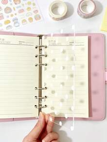 Back To School Campus Style Minimalist Polka Dot Pattern Transparent Acrylic Divider Pages Loose-Leaf Binder, A6 6-Hole Loose-Leaf Notebook Transparent Dividers, Planner Accessories, Suitable For Journals And Scrapbooks, Back To School, Gift For Journaling Enthusiasts - Multicolor - View 4