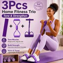 Home Fitness Set, Includes 8-Figure Posture Corrector, Yoga Resistance Bands And Foot Pedal Strength Rope, Suitable For Full Body Shaping And Stretching Exercises, Ideal Gift For Mother, Wife, Girlfriend And Fitness Beginners - Multicolor - View 2