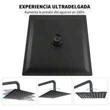 Regadera Cuadrada Tipo Lluvia 20x20 + Tubo 30+chapeton Negro - Cuadrado - Ver 2