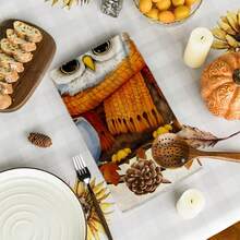 2/4/48pcs Autumn Series Owl Cartoon Pattern Printed Kitchen Towels - Ultra Soft, Highly Absorbent Polyester Tablecloths And Hand Towels, Perfect For Holiday Decor, Kitchen Decor, Party Decor - Multicolor - View 11