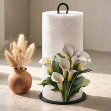 1pc Tulip & Calla Lily Decorative Paper Towel Holder, Easy Installation, Holiday Decoration, Suitable For Kitchen, Bathroom And Party Occasions, Paper Towel Rack, Kitchen Supplies, Desktop Organizer, Home Accessories, Dorm Essentials, Suitable For College Dorm, Perfect For Holiday Celebrations - Multicolor - View 6