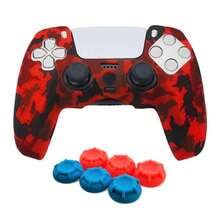 Compatible With PlayStation 5, Water Transfer Printing Design Controller Protective Case, Joystick Caps, Storage Bag Set Available, Anti-Slip Anti-Scratch Anti-Sweat Enhanced Gaming Control Feel, Large Opening Design At The Bottom - Water Transfer Red - View 11