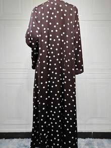 Fashionable Elegant Polka Dot Print Robe (Includes Headscarf) - Brown - View 4