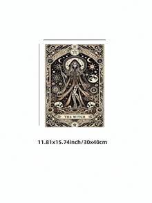 1件 無框女巫塔羅骨架神祕萬聖節海報牆面藝術 宿舍裝飾禮物 - 多色 - 查看 12