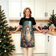 1pc Christmas Santa Claus, Christmas Bell, Christmas Snowflake, Christmas Reindeer, Christmas Tree, Christmas Snowman, Christmas Penguin, Christmas Cartoon Animal Pattern Chef Apron, Apron, Suitable For Home Decor And Kitchen Use. Made Of 100% Polyester Material, Designed As Sleeveless Style, Perfect For Home Kitchen, Outdoor BBQ Cooking. This Printed Apron Is Unisex, Machine Washable And Reusable, An Essential Kitchen Item - Multicolor - View 1