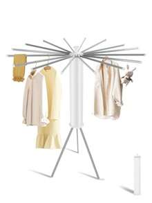 Gugxiom Tendedero Trípode, Tendedero Plegable Portátil, Soporte para Ropa de Interior y Exterior, Ahorra Espacio, para Balcón Dormitorio Lavandería Viaje - Blanco - Ver 2