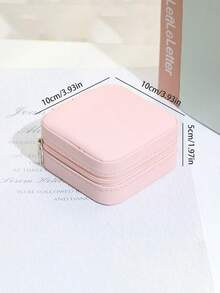 RQQM 1PC/2PCS Portable Mini Jewelry Storage Box Travel Organizer Jewelry Box PU Storage Earrings Necklace Rings Jewelry Organizer Display - Pink - View 2