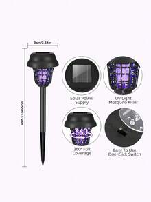 4/2pcs Solar Powered Mosquito Killer, Purple Light Mosquito Trap, Outdoor Mosquito Catcher & Garden Landscape Ground Light, Suitable For Garden, Patio, Lawn And Backyard - One Size Fits All - View 11