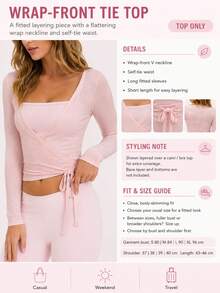 Women's Minimalist Casual Sports Style Long Sleeve Front Tie Cardigan, Autumn Outfit, Winter Outfit, Commute, Vacation, Casual - Pink - View 5