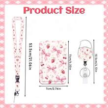 1 Set (Badge Clip + Card Holder + Lanyard) Sweet Cute Bowknot ID Badge Clip, Retractable Badge Reel With Strawberry Cherry Pattern, Detachable Lanyard Suitable For Doctors, Nurses, Teachers, Drivers, Interns, Office Gifts - Sweet Style - View 2
