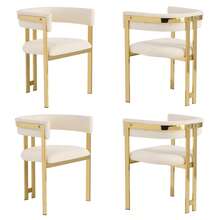 Dining Chairs, Beige And Gold - Set Of 4 - 米色和金色 - 查看 9