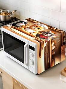 1 buah Penutup Debu Oven Motif Anak Kucing, 85x35cm Desain Anak Kucing Koki Lucu Penutup Debu Microwave, Penutup Anti Debu Peralatan Rumah Tangga dari Poliester yang Dapat Dicuci, Pelindung Mesin Dekoratif untuk Dapur dan Ruang Makan Rumah Tangga, 2D Datar - anak kucing - View 2