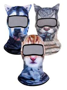 1pc/2pcs Unisex 3D Animal Pattern Protective Face Mask Head Cover, Outdoor Fun Water Sports Hat, Sun Protection Animal Head Cover (Cat, Dog Styles), Suitable For Daily Outings, Travel, Hiking, Skiing - Multicolor - View 13