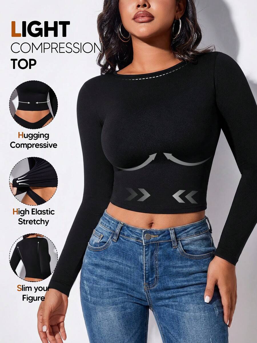 Women's Basic Long Sleeve Fitted Blouse - Black - View 1