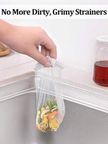100/300pcs Disposable Kitchen Sink Filter Bags And Storage Box, Sink Drain Filter Mesh Bags, Elastic Mesh Sink Filter Bags, Sink Strainer, Fine Hair Filtration, Suitable For All Drains, Collect Kitchen Waste And Leftover Trash, Kitchen, Bathroom - White - View 5