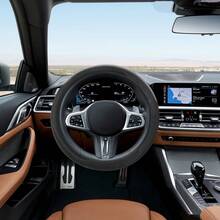 通用汽車方向盤套，防滑橡膠內襯，透氣穿孔皮革，適用於轎車、SUV，車輛方向盤保護套 - 彩色 - 查看 4