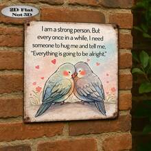 1pc Vintage Distressed Tin Sign With Cuddling Bird Couple And Heartwarming English Quote, Metal Wall Decor For Garden, Yard And Home - A - View 5