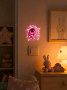 1 buah Stiker Dinding Pink Bercahaya dalam Gelap, Stiker Saklar Lampu Bergambar Astronot Lucu Memeluk Bulan dan Bintang, Dekorasi Dinding Bercahaya PVC yang Dapat Dilepas, Cocok untuk Kamar Tidur Anak, Dekorasi Rumah - A - View 3