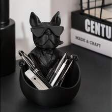 1pc Cool Bulldog Figurine Storage Tray, Multiple Styles Available Resin Desktop Decor Organizer, Multi-Purpose Key Holder Pen Rack, Office & Entrance Tabletop Ornament Gift - Multiple Styles - View 8