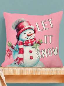 1/4pcs Linen Printed Square Pillow Case, Christmas Cartoon Character Pattern Pillow Case (Pillow Insert Not Included), Skin-Friendly Material, Bedding, Suitable For Daily Living Room, Bedroom, Sofa, Car, All-Season Pillow Case, Holiday Gift - Multicolor - View 10