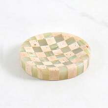 Natural Marble Mosaic Jewelry Tray, Modern Minimalist Vanity Organizer Decor, Square And Round Options - Yellow + Jade - View 10