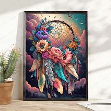 Pintura de Diamantes 5D Atrapasueños Nicho Artístico Decoración del Hogar Sala de Estar Arte de Pared para Entrada Ventana Estilo Sanador - Multicolor - Ver 1
