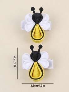 2PCS Bee Shaped Hair Clips With Cute Animal Hairpins Suitable For Daily Use Kids Hair Accessories - Multicolor - View 3