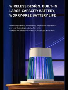 Bug Zapper For Outdoor Mini Electric Mosquito Zapper Portable Camp Mosquito Lamp ,Rechargeable Indoor Fly Zapper, Electric Fly Traps For Home And Camping Indoor/Outdoor Electric Flying Insects Zapper - Grey - View 8