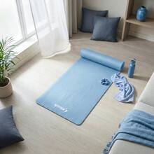 MUUK 1 pieza Tapete de yoga antideslizante de 150x60 cm con 8 mm de grosor|Correa de Transporte, Resistente y Cómoda | Ideal para Ejercicio en Casa, Gimnasio, Parque, Viajes, Meditación y Estiramientos - Azul Pastel - Ver 3