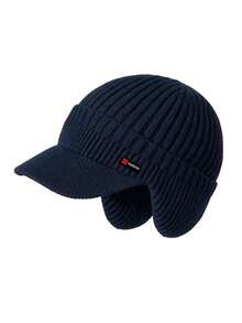 1pc Unisex Autumn/Winter Knitted Beanie Hat With Brim And Ear Flaps, Warm And Windproof Knitted Cap For Daily Outdoor Wear - Multicolor - View 5