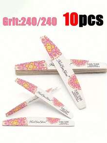 10PCS Nail File Strips, Thin Nail Buffing Bars, Water-Washable Wear-Resistant Nail Files, Nail Shaping And Buffing Tools, Printed Crescent-Shaped Wooden Nail Files, Multiple Styles Available - Multicolor - View 9