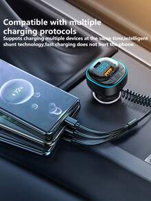 3.1A 多功能車用充電器與車用音響播放器 - 黑色 - 查看 9