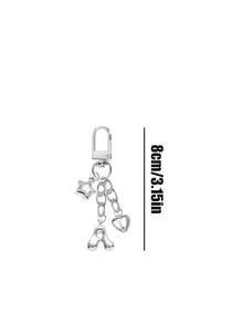 泡泡可愛包包吊飾鑰匙圈 Key Ring 背包掛飾，附鏤空星星與愛心配件、亮面 A-Z 字母、閃亮合金包包與背包吊飾，生日與特殊場合完美禮物，耳機吊飾、鑰匙圈環包包與背包吊飾，女性與女孩禮物、汽車吊飾、錢包與手提包配件，適合妻子、伴侶、學生、姊妹、好友，情人節、教師節、開學、畢業禮物 - 彩色 - 查看 12