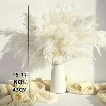 10/20/30pcs White Artificial Pampas Grass Decor 17.3/Inch Small Faux Reed Feather Bouquet, Brown And White Decorative Items, Bohemian Style, Room Flower Decoration, Wedding Vase, Wreath Decoration, Bedroom Decor, Bohemian Wedding, Floor Decoration, Artificial Bouquet - White - View 8