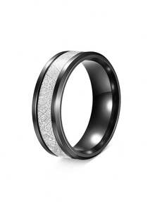 1PC Fashion Icy Foil Flake Rime Stainless Steel Ring For Men, Unique Men's Jewelry Accessories, Ideal For Daily, Birthday & Anniversary Wear - Ice Silk Ring - View 37