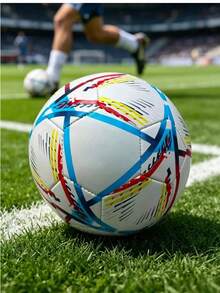 1pc Size 5 Soccer Ball, Vibrant Colorful Design, PVC Machine Stitched Panels, Suitable For Adults, Youth, Students Beginner Training, All-Field Use, Soccer Accessories, Dynamic Sports Design, - Multicolor - View 3