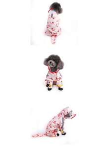 Fruit Series Waterproof Dog Raincoat Set, Includes 1pc Raincoat And Waterproof Leash, Multiple Colors Available, Windproof And Fully Waterproof, Full Coverage Design, With Special Buckles, Anti-Slip Rubber Sole, Adjustable Hook And Loop, Full Paw Coverage And Reflective Strips - Pink - View 4