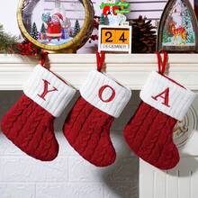 1 pieza Calcetín navideño de punto con alfabeto, decoración de árbol de Navidad, bolsa de regalo de caramelo con bordado de calcetín, bolsa de regalo de calcetín navideño con alfabeto, adecuado para decoración del hogar en invierno y celebraciones festivas, fiestas festivas, fiestas de Navidad, decoración de Halloween, decoración de vacaciones, decoración festiva, regalos de fiesta, decoración divertida para fiestas de Navidad, vacaciones de Navidad, Feliz Año Nuevo, decoraciones navideñas, opción perfecta de regalo de Navidad para amigos - Multicolor - Ver 8