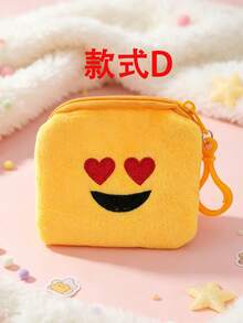 Yellow Smiling Face Coin Purse, Carrying A Keychain Cartoon Embroidery Zipper Wallet, Unisex Daily Travel Accessories Holiday Party Gifts. - Multicolor - View 10