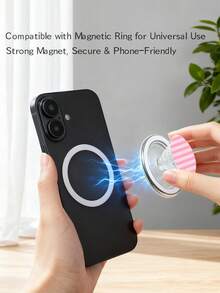 Striped Transparent Magnetic Retractable Rotating Phone Stand, Universal Magnetic Desktop Ring Phone Holder - Multicolor - View 2