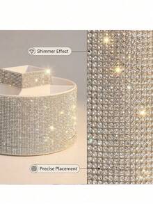 1pc Rhinestone 360° Rotating Storage Box, Large Capacity, Surface Inlaid With Colorful Rhinestones, Luxury Sparkling Style, Full Rhinestone Pattern, Hexagonal Column Shape, Neat Edge Details, Makeup Tool Container, Suitable For Bedroom Vanity, Makeup Room Desktop And Other Scenes - Multicolor - View 2