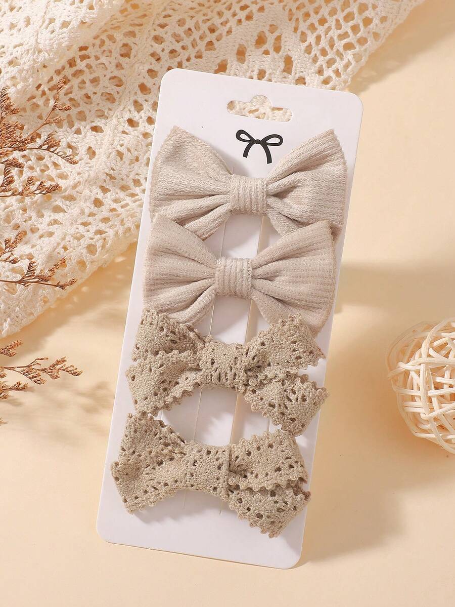 4pcs Fresh Style Children's Bow Hair Clips, Holiday Party Girls Ponytail Hair Accessories, Travel Style