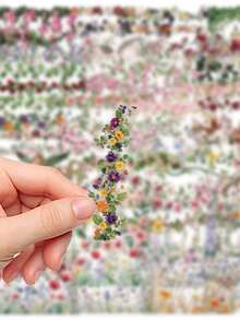 56PCS,Strip Flowers Transparent Stickers,PET Material,Creative And Aesthetic Design Sticker,Suitable For Mobile Phone Cases, Tablets, Laptops, Suitcases, Cars, Notebooks, Helmet, Guitar, Skateboard, Storage Box,Computer - 56 Pieces - View 11