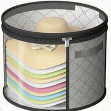 Extra Large Hat Storage Box Bag With Reinforced Handle, Lightweight Transparent Window Dual Zipper Closure Plastic Storage Box, Back To School Hat Organizer, Closet Organizer, Storage Room Wardrobe Organizer, Hat Storage Organizer, Travel Essential, College Dorm Essential - Multicolor - View 7