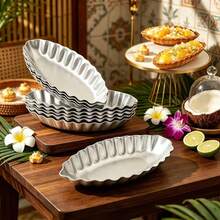 8pcs/12pcs/20pcs Boat Shaped Wavy Edge Egg Tart Molds - Aluminum Oval Non Stick Pie Molds, Dry Easy To Demold, Reusable, Essential For DIY Desserts, Holiday Baking, And Birthday Parties | Boat Design | Durable Baking Tools - View 14