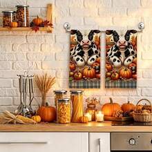 2/4/48pcs Autumn Series Small Flower & Cow Harvest Pattern Printed Kitchen Towels - Ultra Soft, Highly Absorbent Polyester Dish & Hand Towels, Perfect For Holiday Decor, Kitchen Decor, Party Decor. - Multicolor - View 3