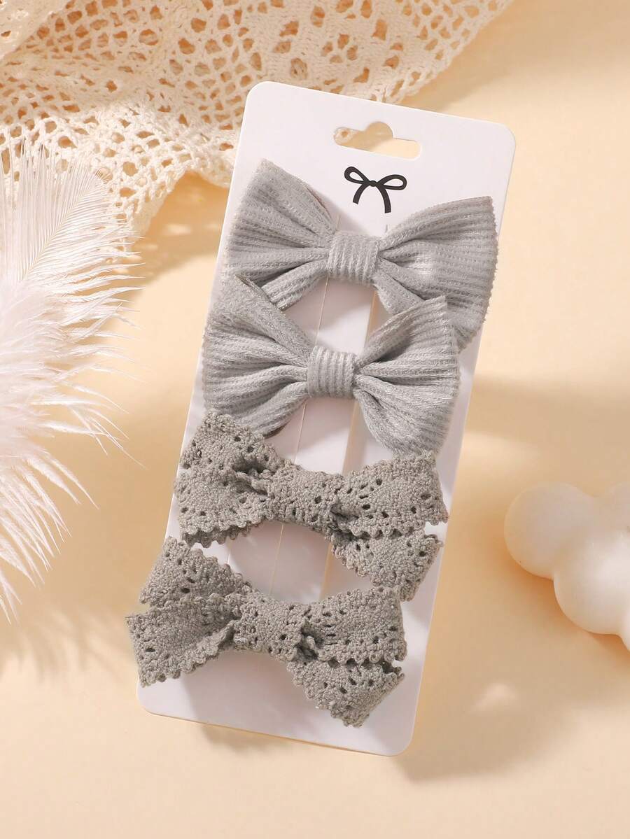 4pcs Fresh Style Children's Bow Hair Clips, Holiday Party Girls Ponytail Hair Accessories, Travel Style